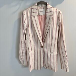 Anthropologie Striped Linen Blend Edisto Blazer Size 4